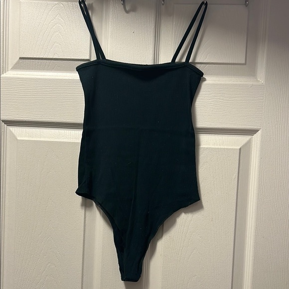 Dark green  Bodysuit with High-Cut Leg and Spaghetti Straps - Picture 1 of 3